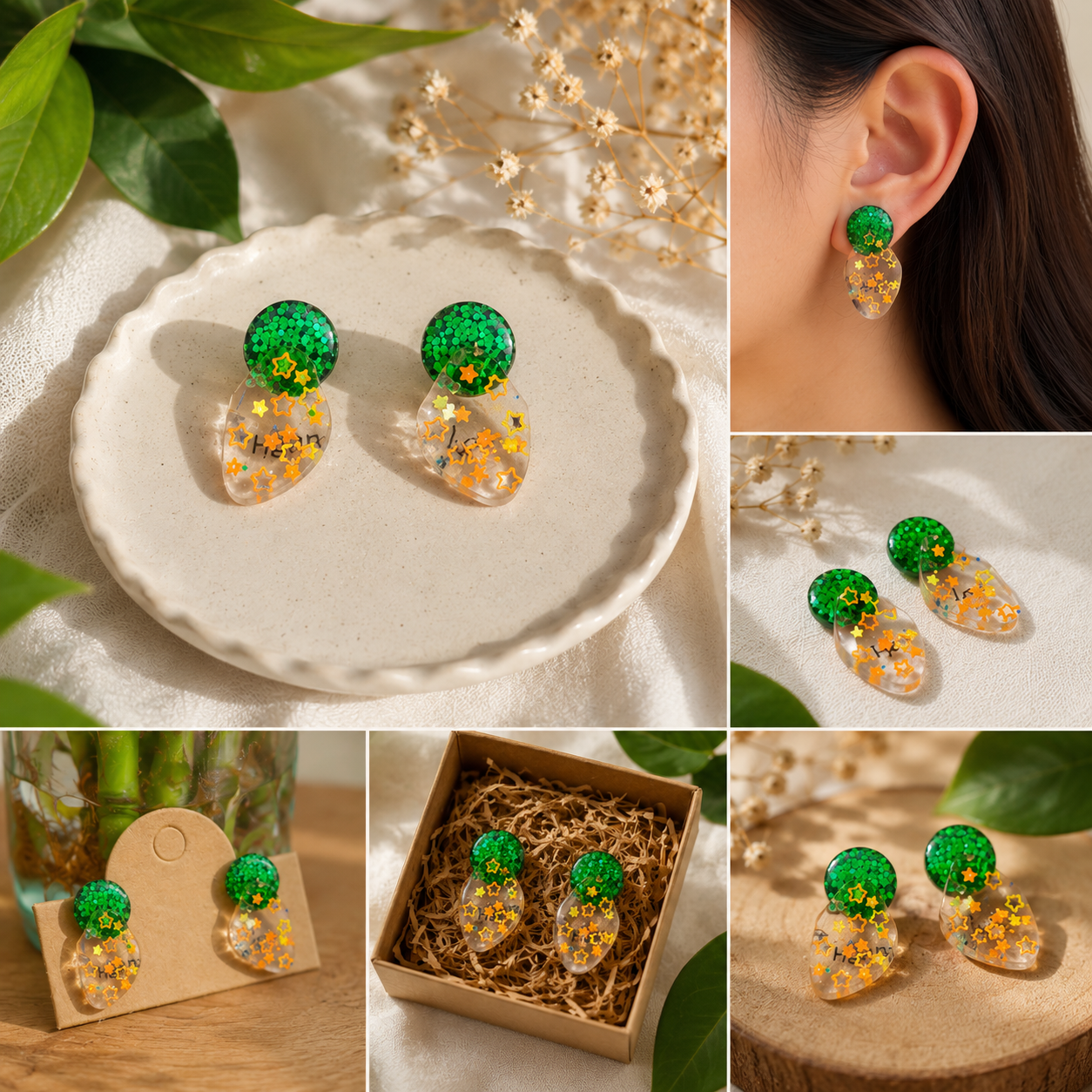 Emerald Stardust Earrings