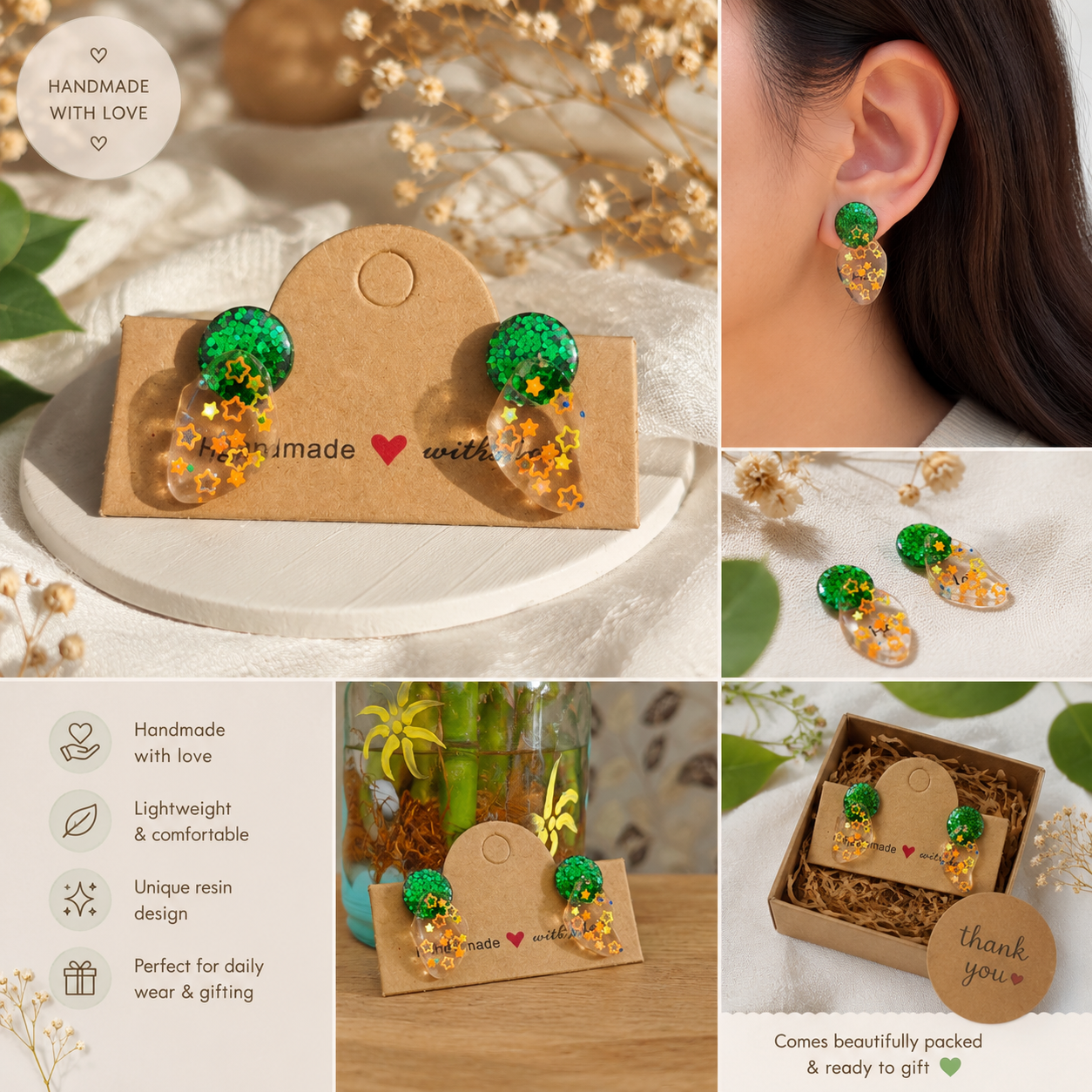 Emerald Stardust Earrings