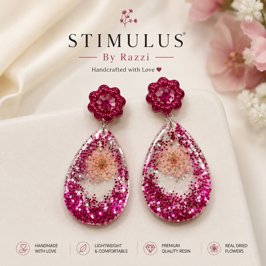 Blush Bloom Sparkle Floral Drop Earrings