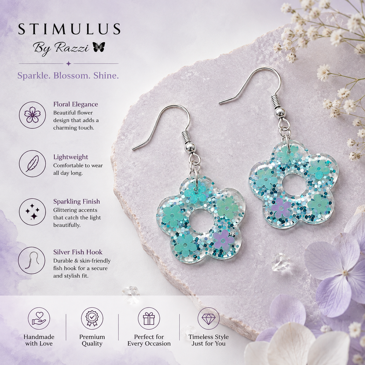 Aqua Meadow Bloom Earrings