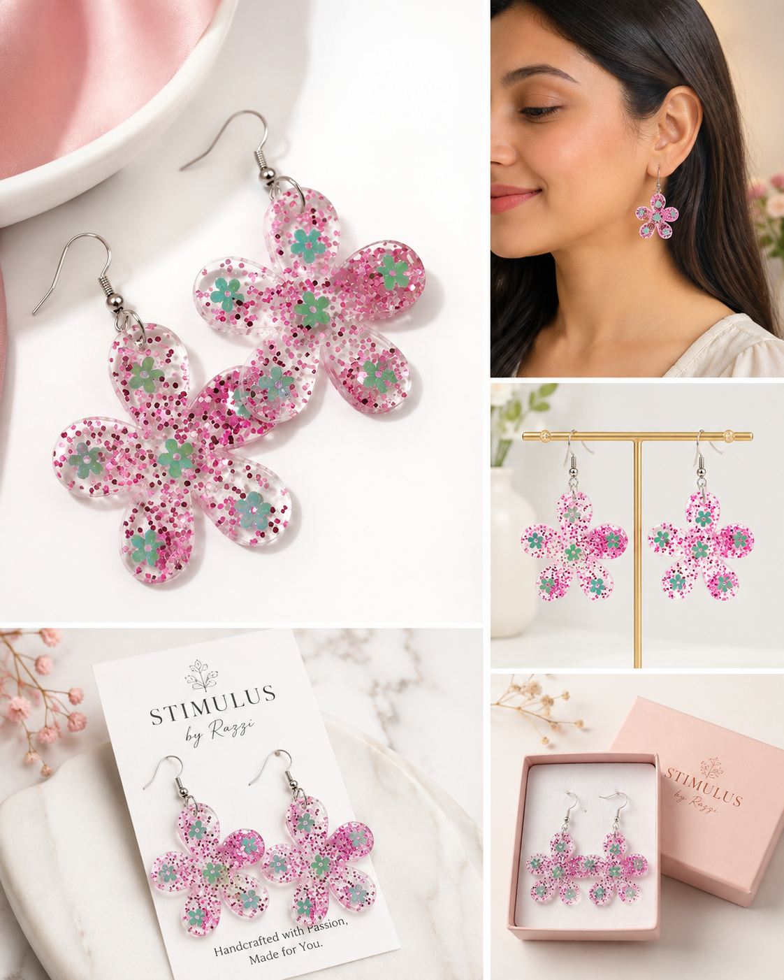 Rosy Flora Drops Earrings