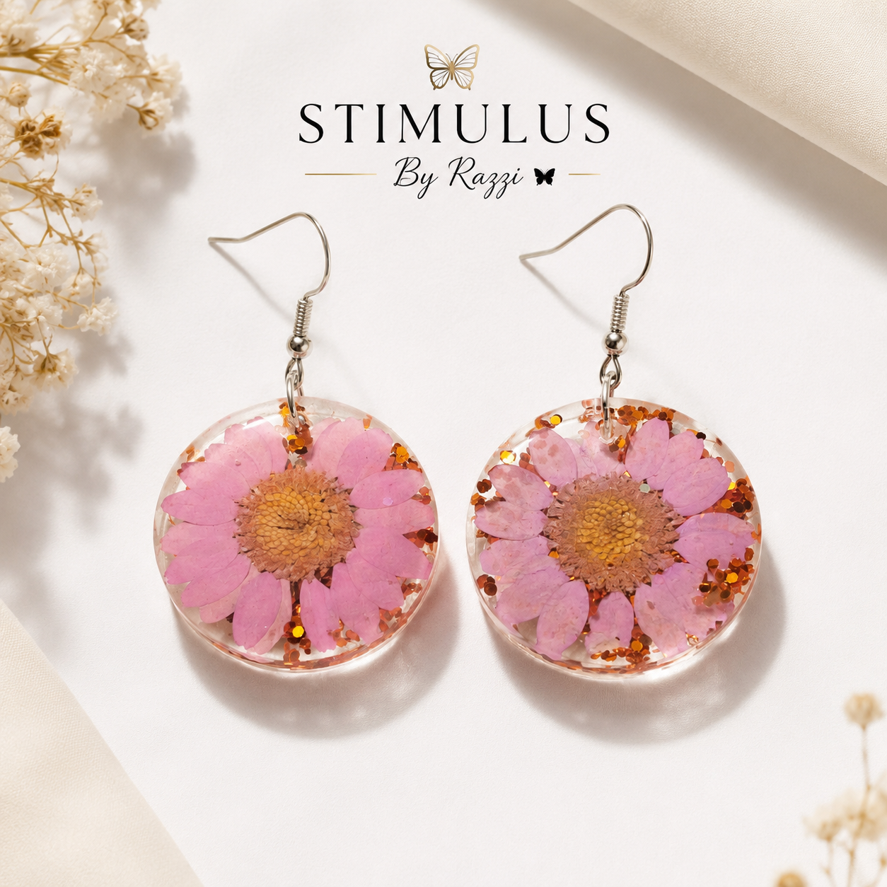 Bloom Charm Pink Floral Drop Earrings