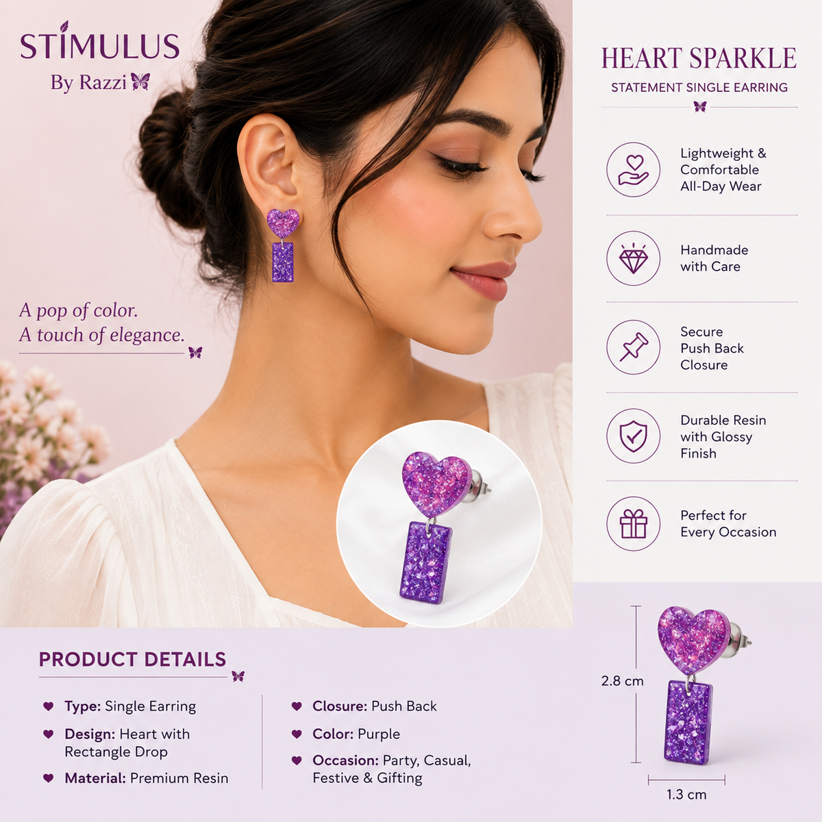 Purple Sparkling Earrings
