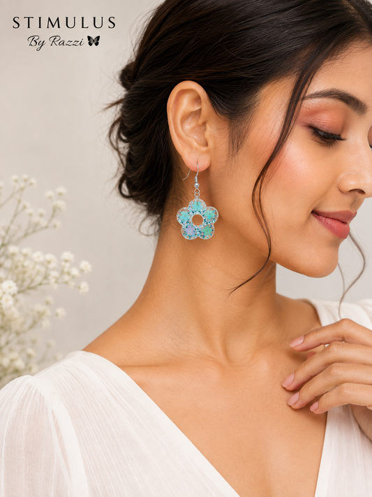 Aqua Meadow Bloom Earrings