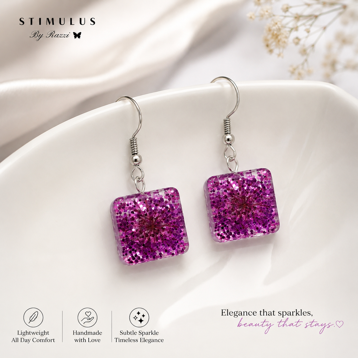 Violet Stardust Bloom Earrings