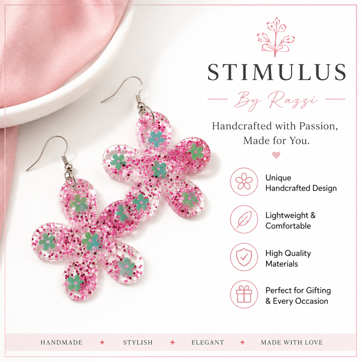 Rosy Flora Drops Earrings