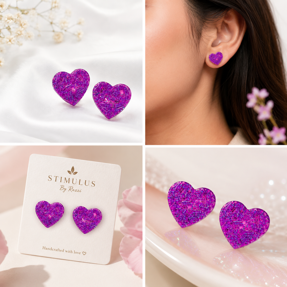 Purple Sparkling Earrings