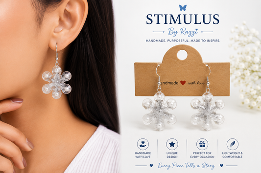 Silver Flower Drop Earrings