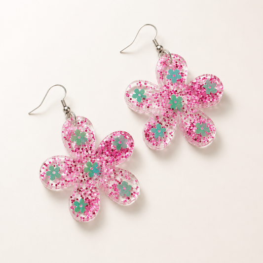 Rosy Flora Drops Earrings