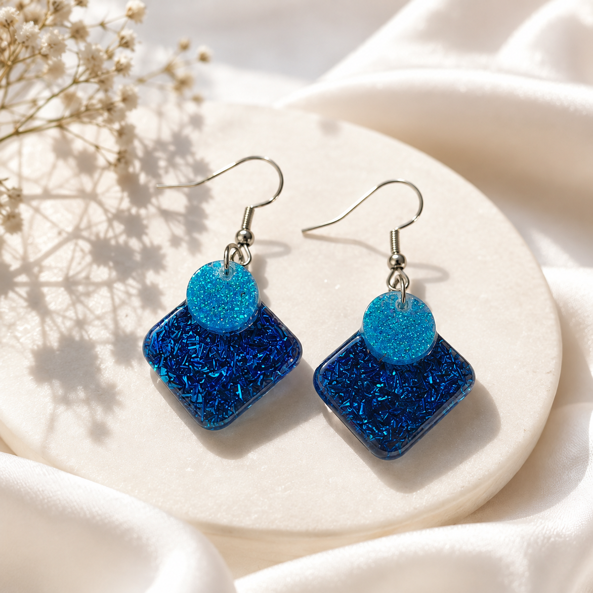 STIMULUS By Razzi Azure Sparkle Geometric Drop Earrings for Women