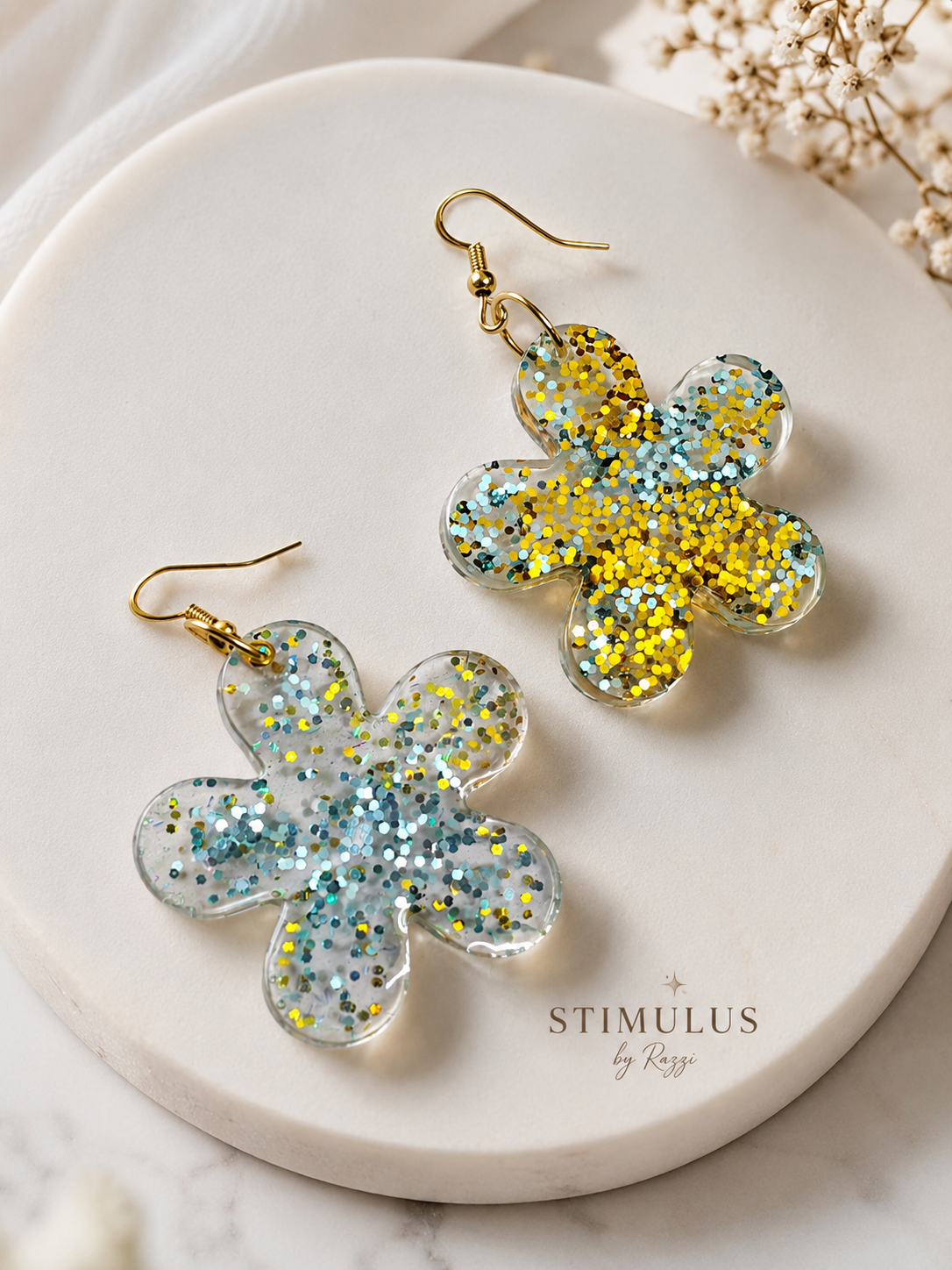 Golden Azure Bloom Earrings